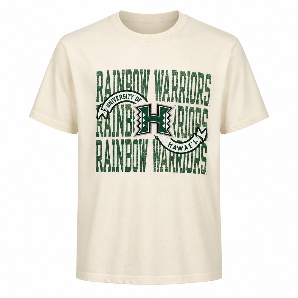 COMFORT WASH T-Shirt Mens Small Cream GDH100 Hawaii Rainbow Warriors Collegiate